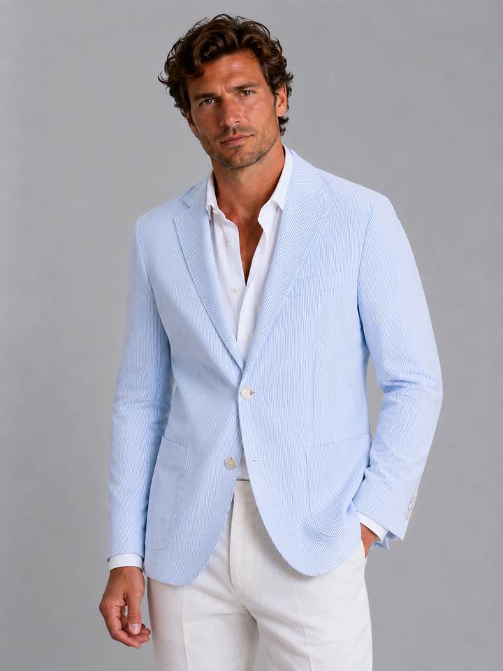 Oliver | Herren Gestreifter Sommerblazer mit taillierter Passform