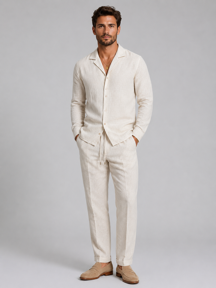 Arthur | Herren Hemd-Hosen-Set im Leinen-Stil mit lockerer Passform