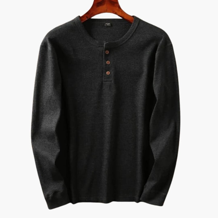 SwissFellas Herren Henley Shirt mit Knopfleiste und langen Ärmeln, reguläre Passform