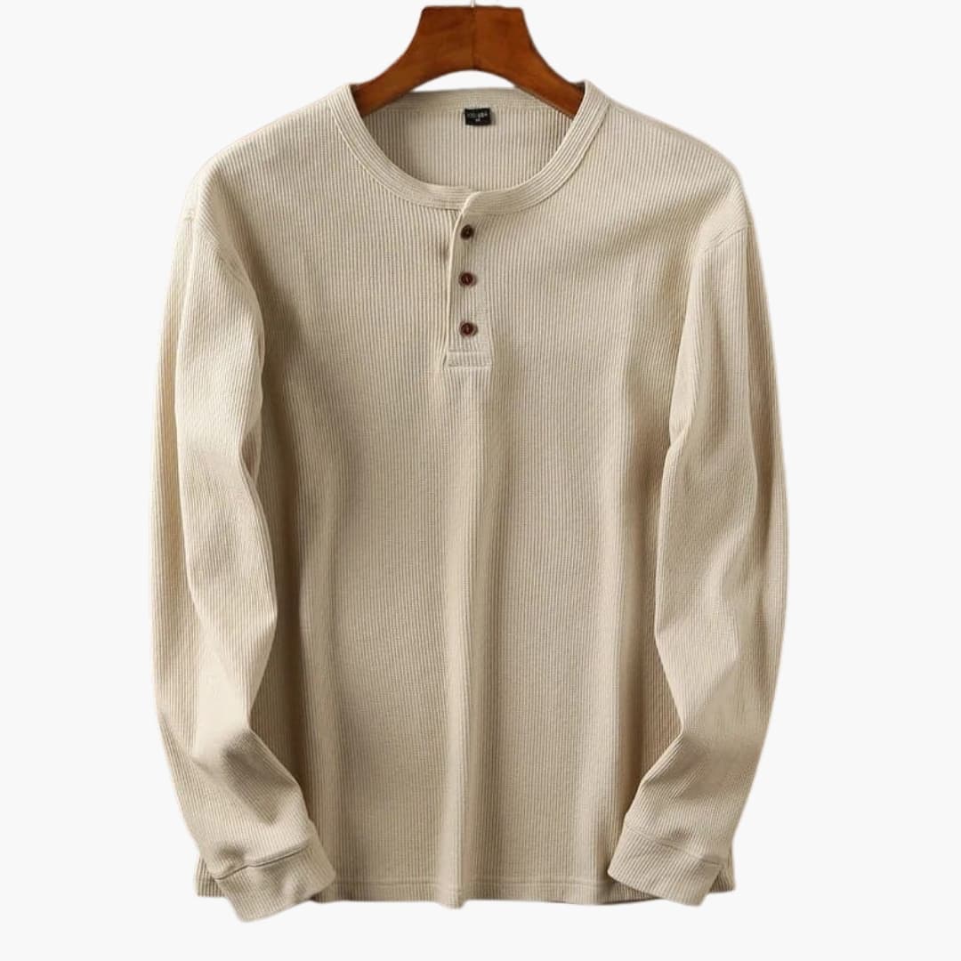 SwissFellas Herren Henley Shirt mit Knopfleiste und langen Ärmeln, reguläre Passform