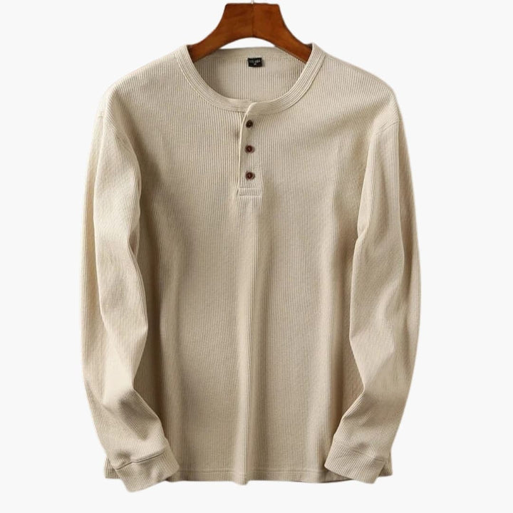 SwissFellas Herren Henley Shirt mit Knopfleiste und langen Ärmeln, reguläre Passform