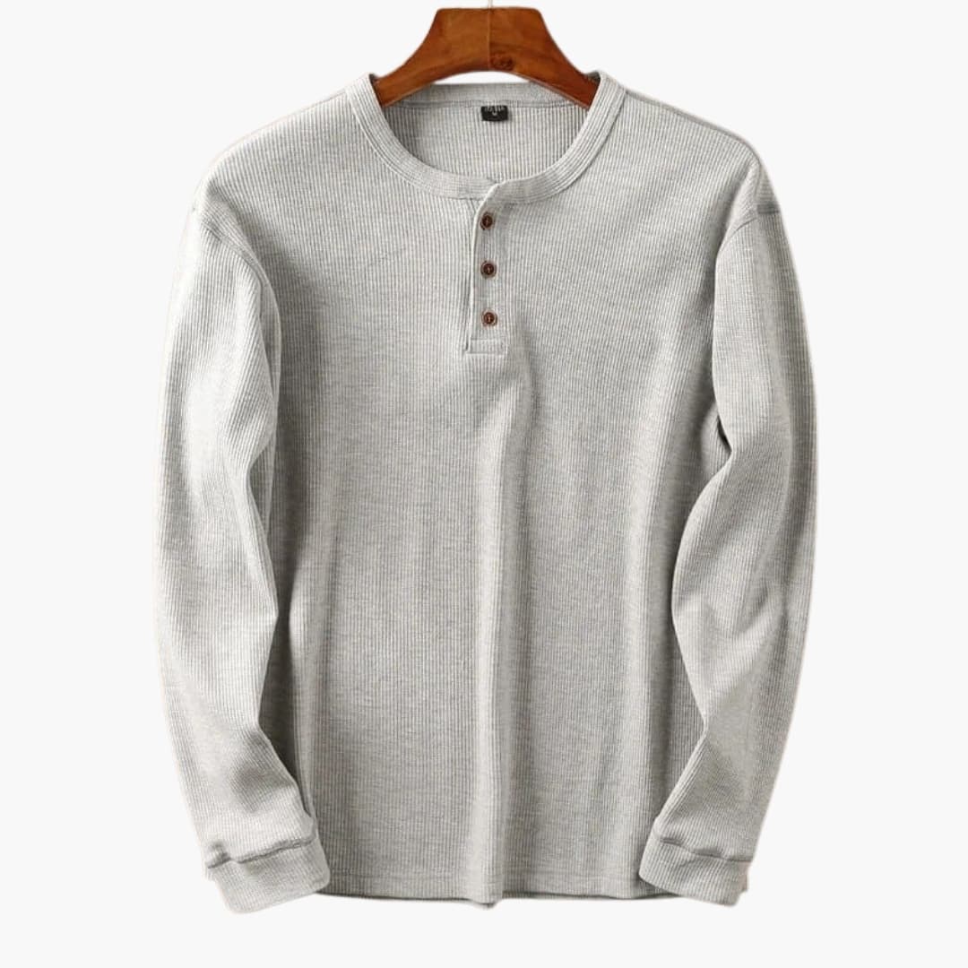 SwissFellas Herren Henley Shirt mit Knopfleiste und langen Ärmeln, reguläre Passform
