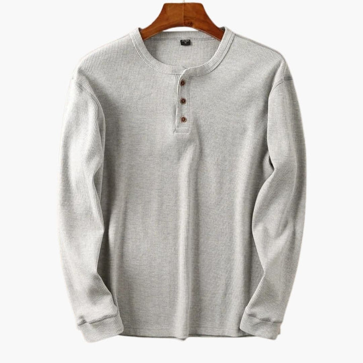 SwissFellas Herren Henley Shirt mit Knopfleiste und langen Ärmeln, reguläre Passform