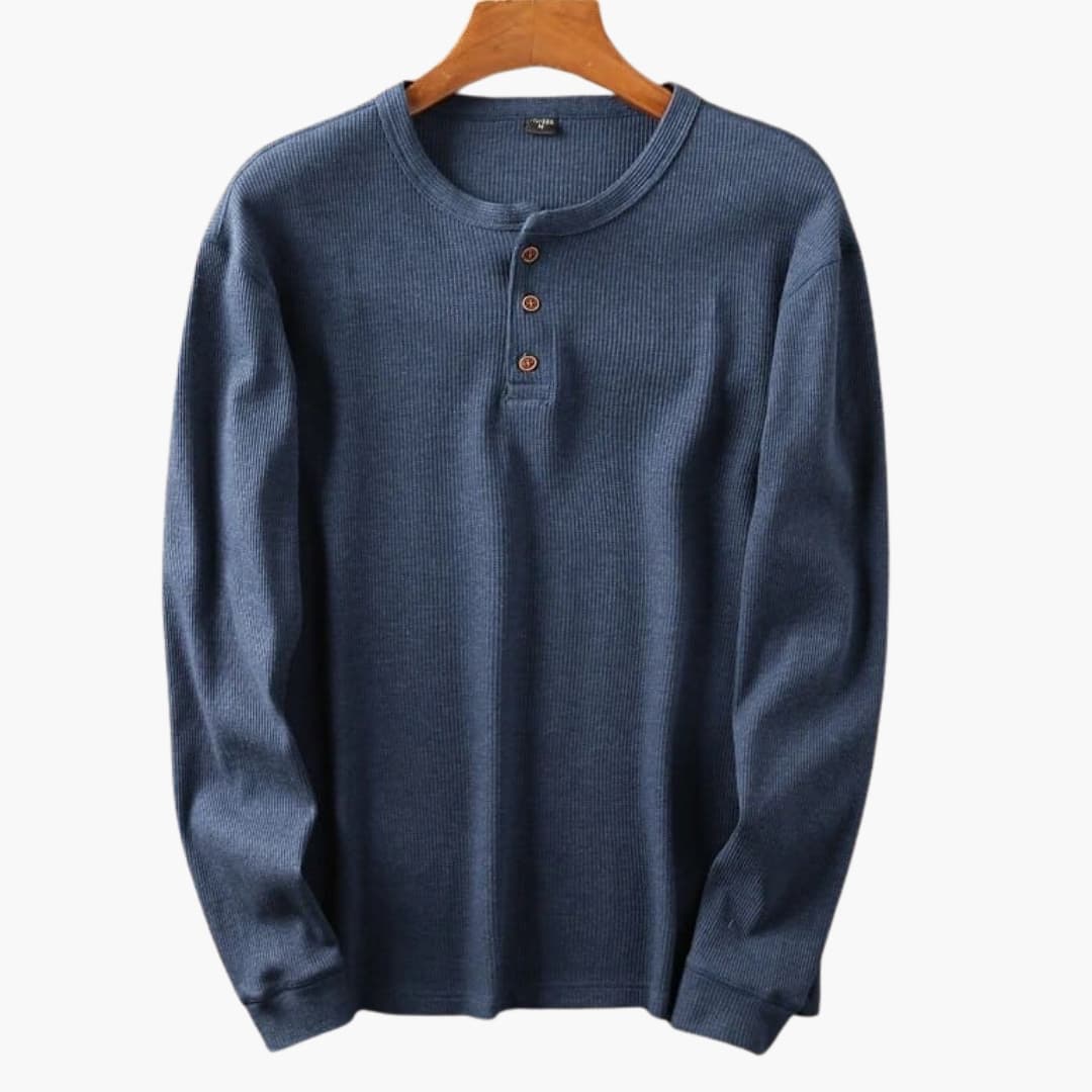 SwissFellas Herren Henley Shirt mit Knopfleiste und langen Ärmeln, reguläre Passform