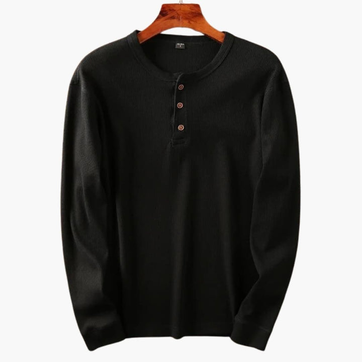 SwissFellas Herren Henley Shirt mit Knopfleiste und langen Ärmeln, reguläre Passform
