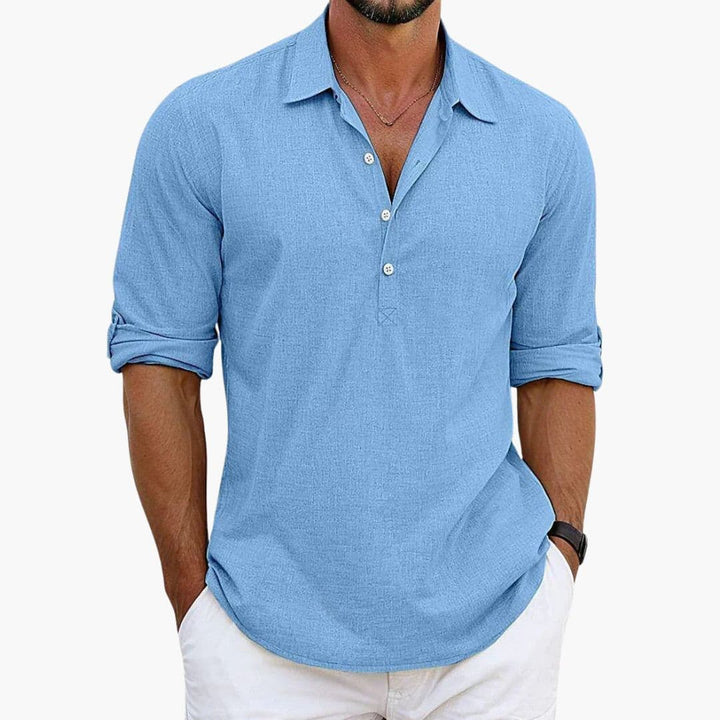 SwissFellas Herren Poloshirt mit Langarm und offenem Polokragen, reguläre Passform