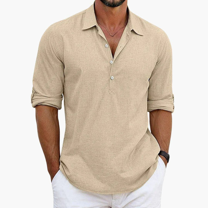 SwissFellas Herren Poloshirt mit Langarm und offenem Polokragen, reguläre Passform