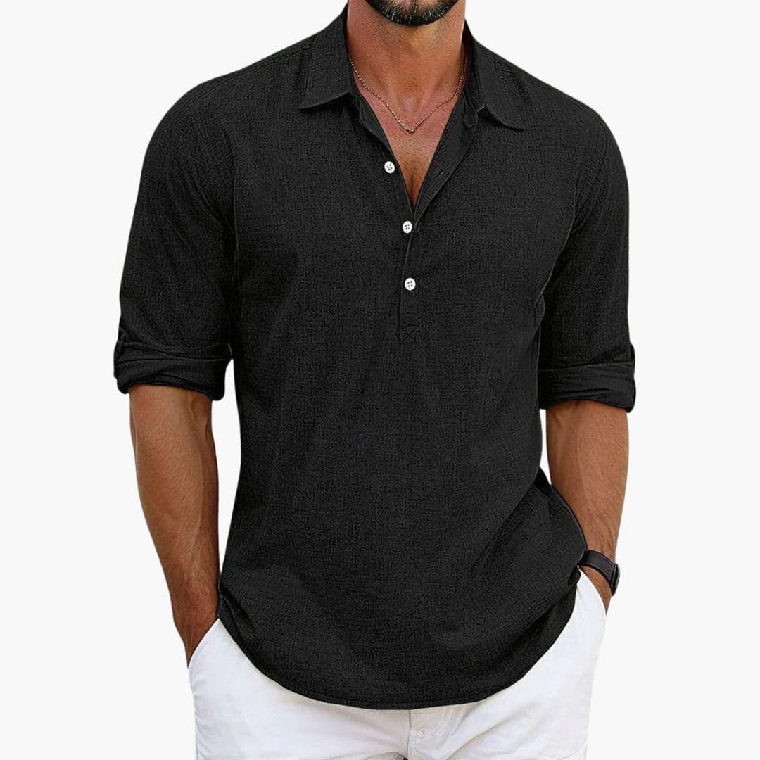 SwissFellas Herren Poloshirt mit Langarm und offenem Polokragen, reguläre Passform