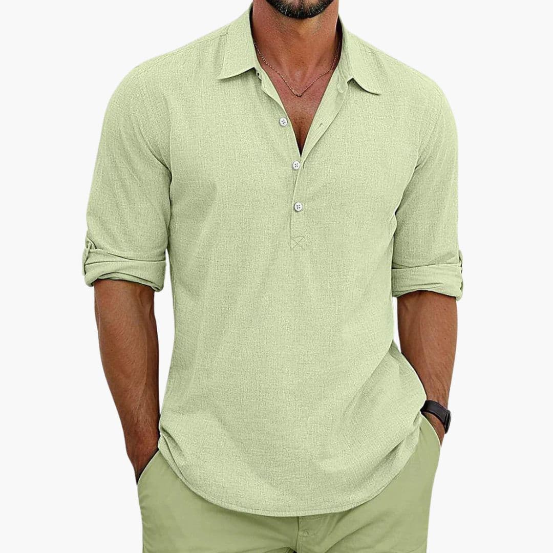 SwissFellas Herren Poloshirt mit Langarm und offenem Polokragen, reguläre Passform