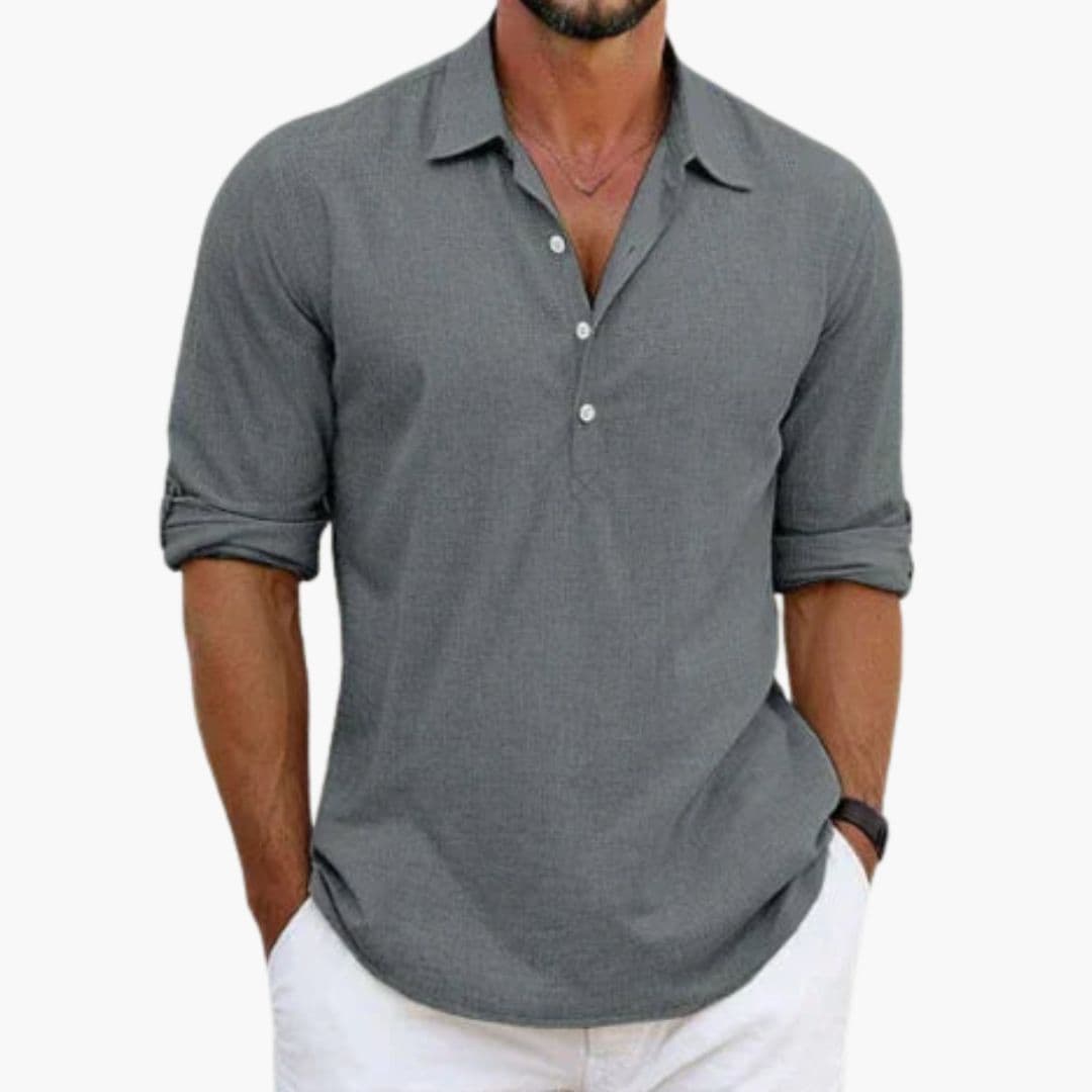SwissFellas Herren Poloshirt mit Langarm und offenem Polokragen, reguläre Passform