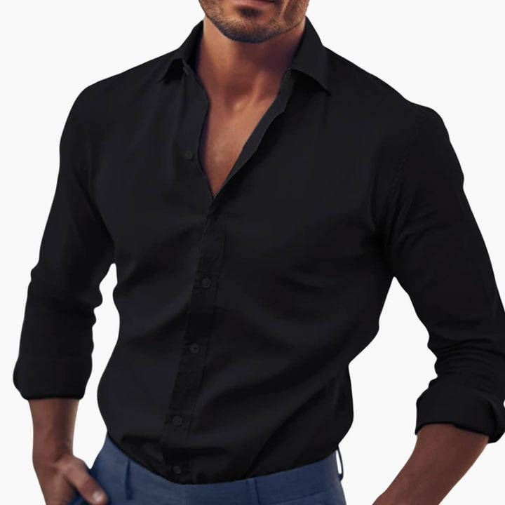 Herren Businesshemd | Schmale Passform mit Knopfleiste | Lange Ärmel | Smart Casual Look