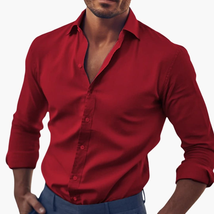 Herren Businesshemd | Schmale Passform mit Knopfleiste | Lange Ärmel | Smart Casual Look
