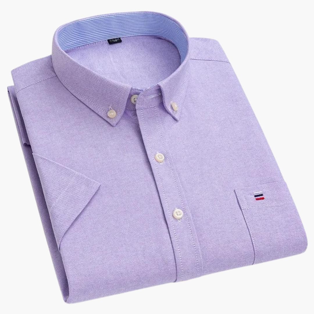 SwissFellas Herren Kurzarmhemd mit Button-Down-Kragen, reguläre Passform