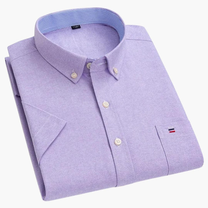 SwissFellas Herren Kurzarmhemd mit Button-Down-Kragen, reguläre Passform