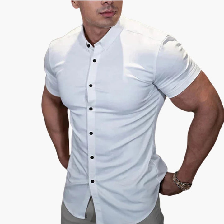 Herren Kurzarmhemd | Schmale Passform mit Knopfleiste | Figurbetontes Design | Smart Casual Look