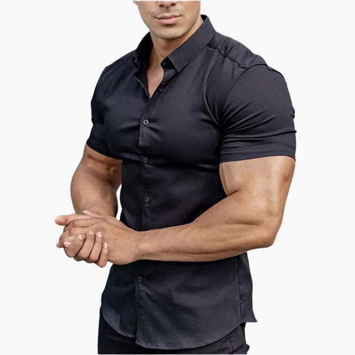 Herren Kurzarmhemd | Schmale Passform mit Knopfleiste | Figurbetontes Design | Smart Casual Look