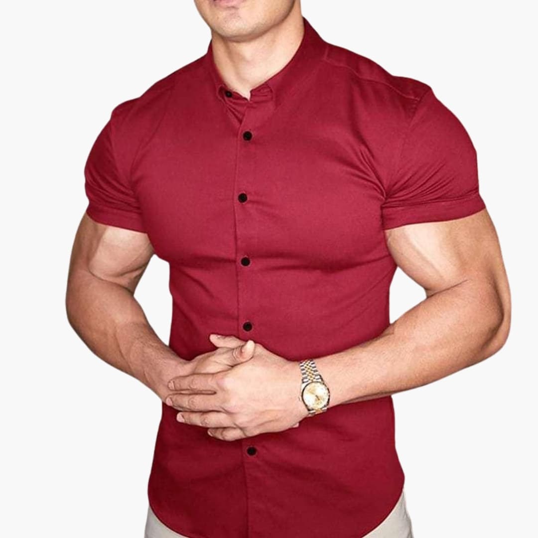 Herren Kurzarmhemd | Schmale Passform mit Knopfleiste | Figurbetontes Design | Smart Casual Look