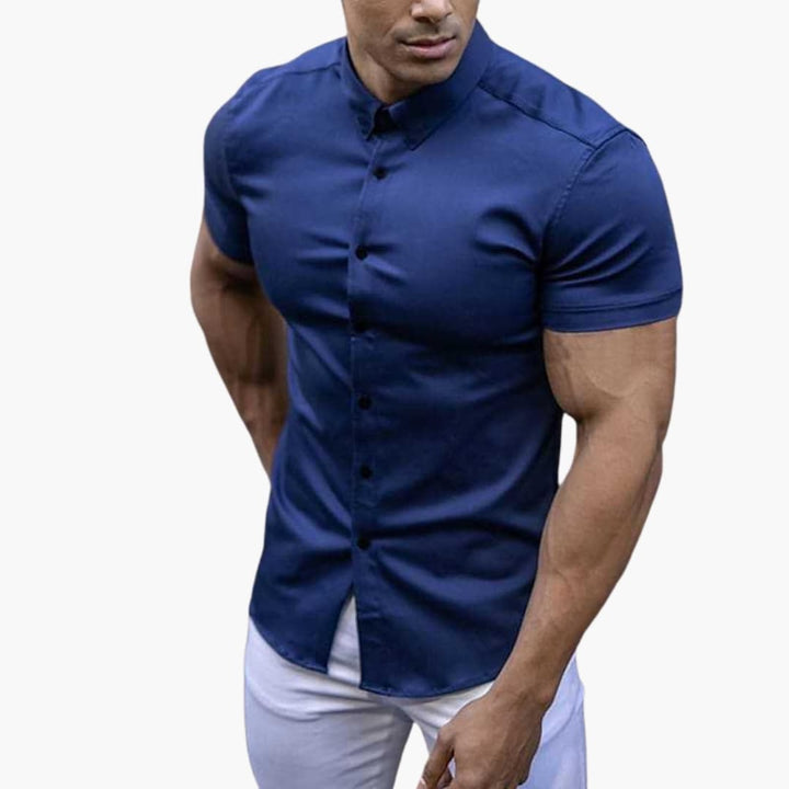 Herren Kurzarmhemd | Schmale Passform mit Knopfleiste | Figurbetontes Design | Smart Casual Look