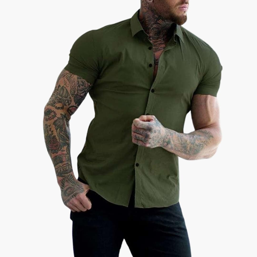 Herren Kurzarmhemd | Schmale Passform mit Knopfleiste | Figurbetontes Design | Smart Casual Look