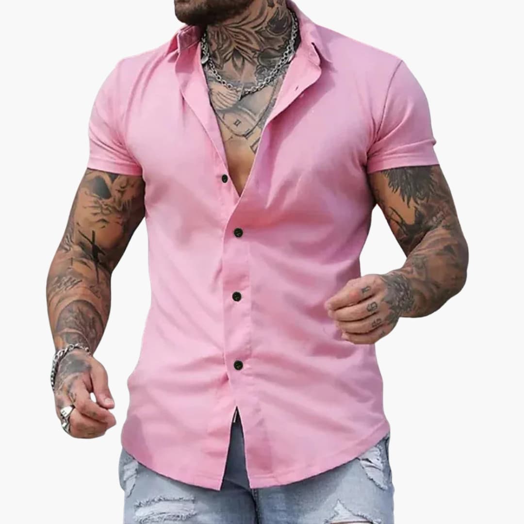Herren Kurzarmhemd | Schmale Passform mit Knopfleiste | Figurbetontes Design | Smart Casual Look