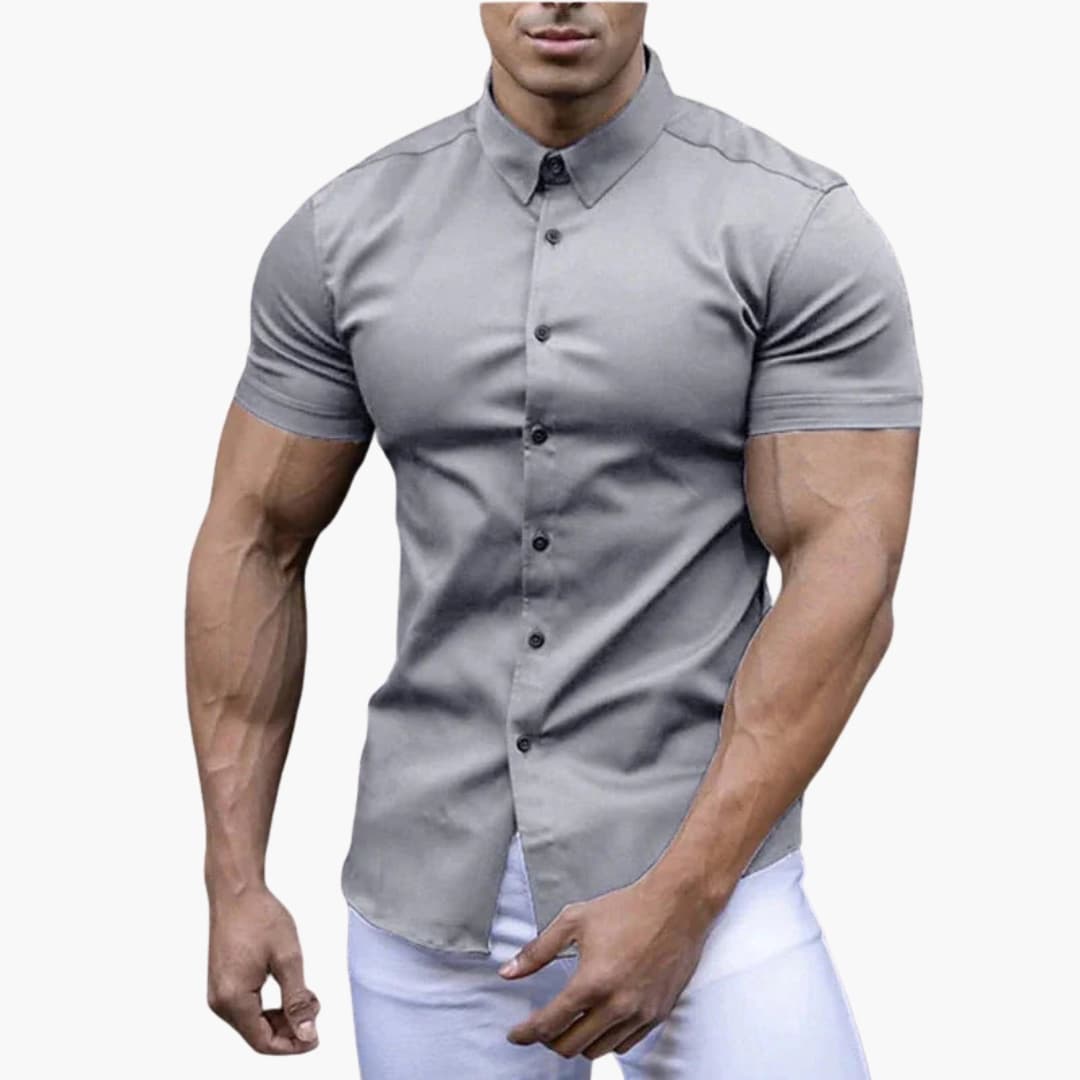 Herren Kurzarmhemd | Schmale Passform mit Knopfleiste | Figurbetontes Design | Smart Casual Look