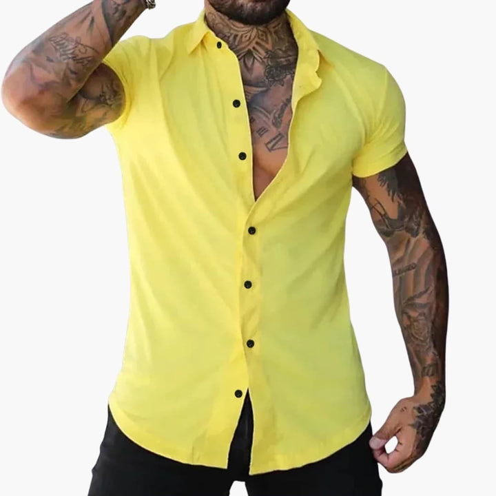 Herren Kurzarmhemd | Schmale Passform mit Knopfleiste | Figurbetontes Design | Smart Casual Look