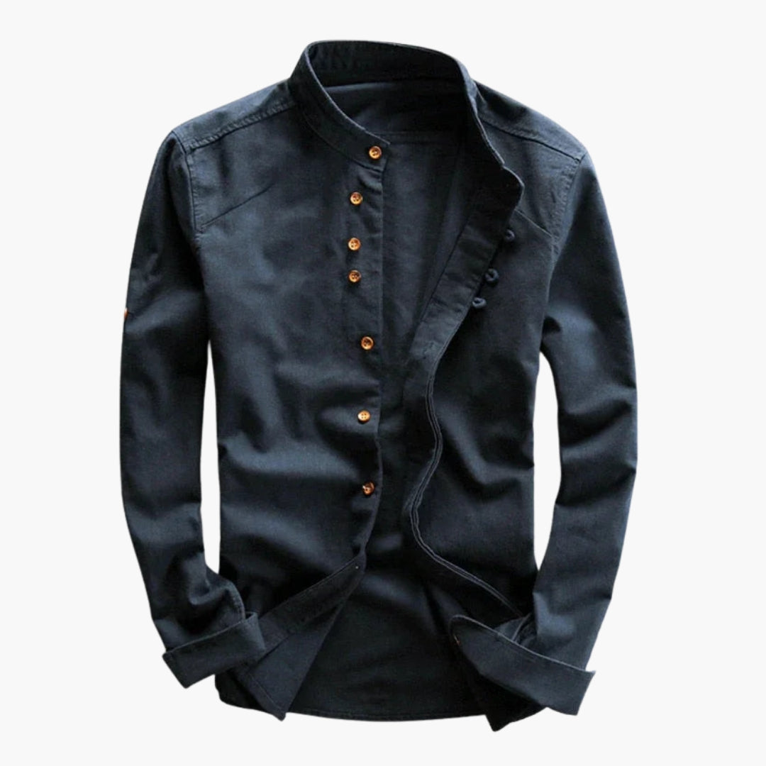 SwissFellas Herren Freizeitjacke mit Knopfleiste und Stehkragen, reguläre Passform