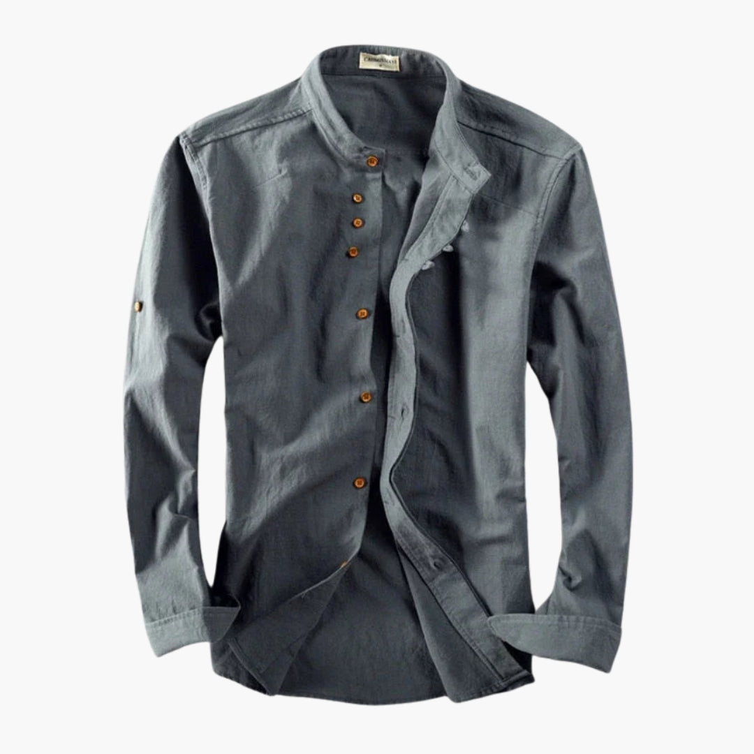 SwissFellas Herren Freizeitjacke mit Knopfleiste und Stehkragen, reguläre Passform