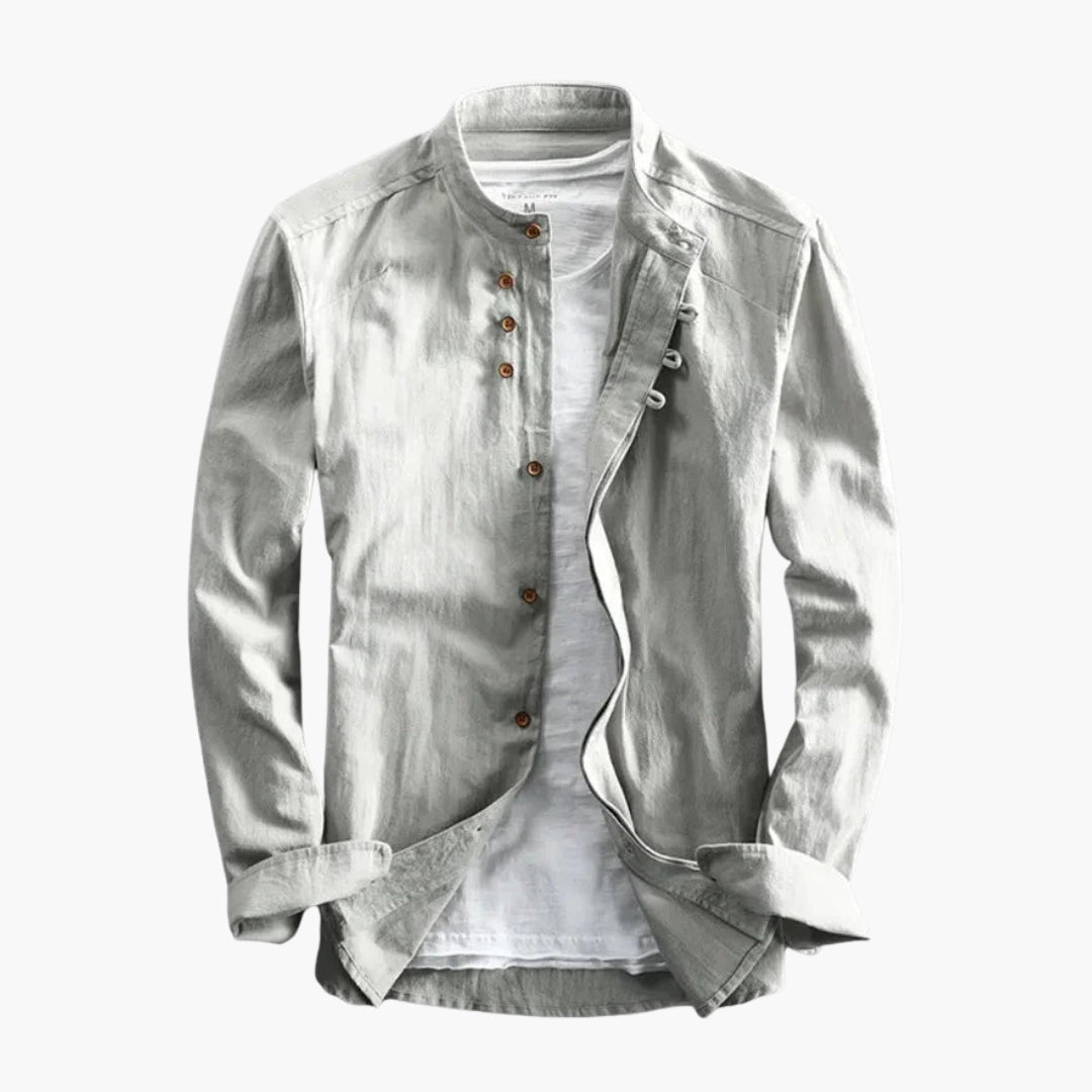 SwissFellas Herren Freizeitjacke mit Knopfleiste und Stehkragen, reguläre Passform