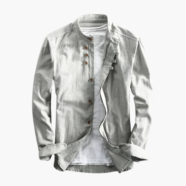 SwissFellas Herren Freizeitjacke mit Knopfleiste und Stehkragen, reguläre Passform