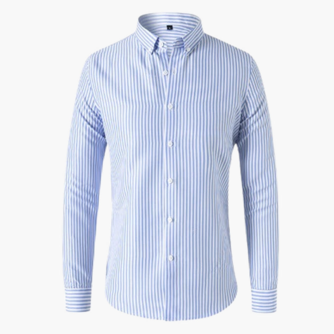 SwissFellas Herren Hemd mit Streifenmuster und Button-Down-Kragen, reguläre Passform