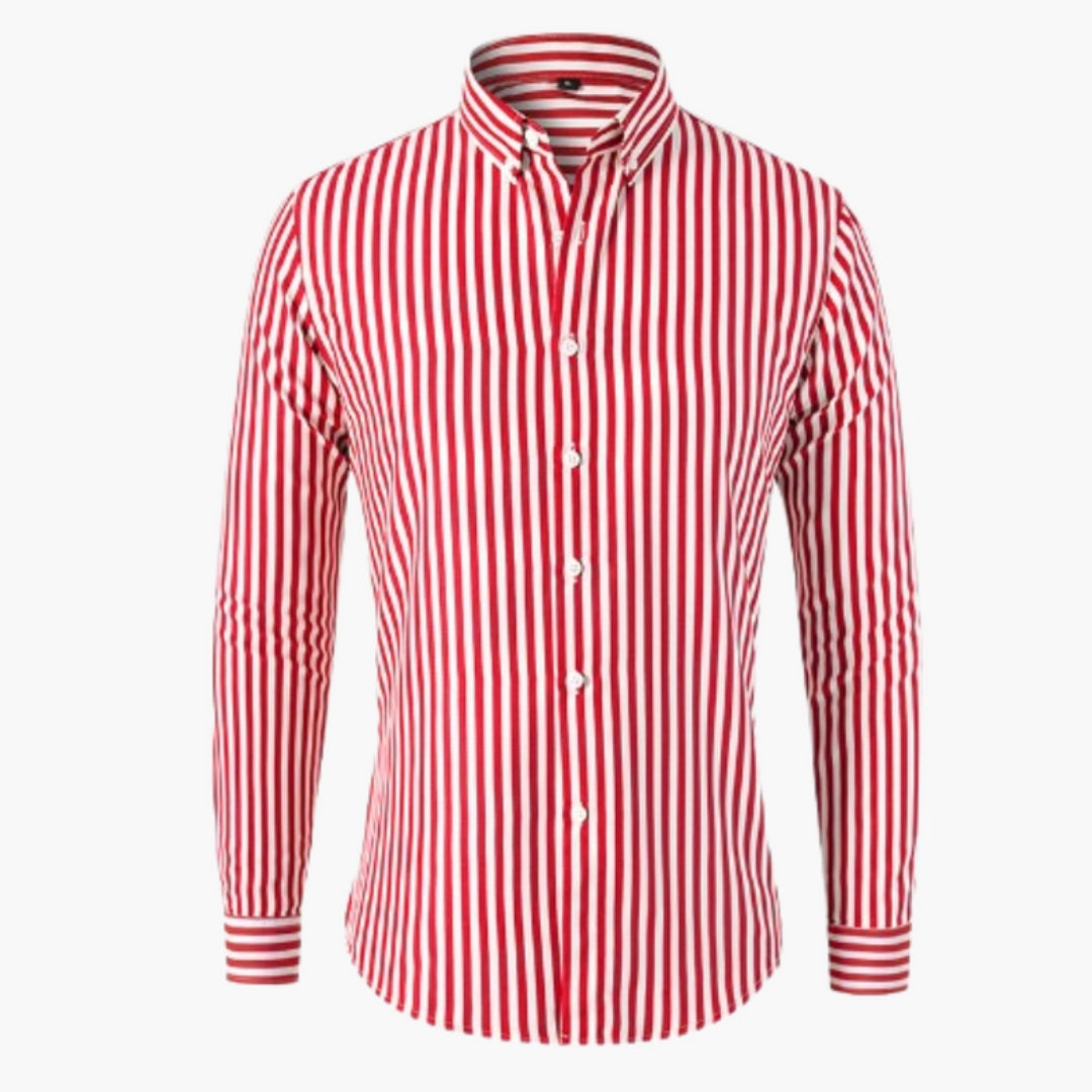 SwissFellas Herren Hemd mit Streifenmuster und Button-Down-Kragen, reguläre Passform
