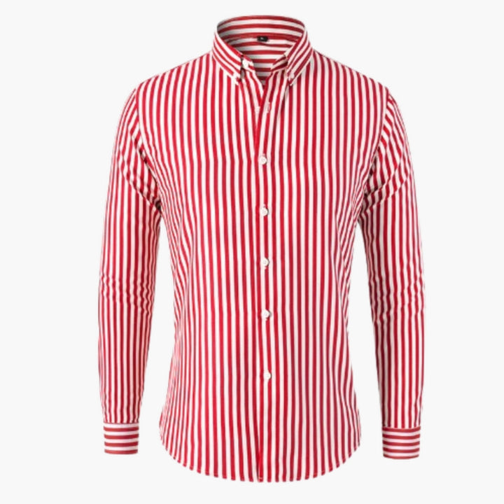 SwissFellas Herren Hemd mit Streifenmuster und Button-Down-Kragen, reguläre Passform