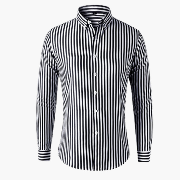 SwissFellas Herren Hemd mit Streifenmuster und Button-Down-Kragen, reguläre Passform