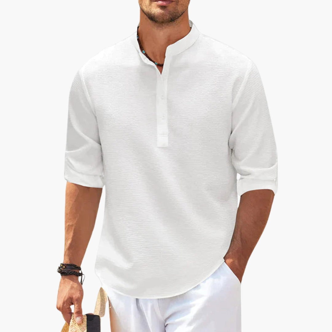SwissFellas Herren Henley Shirt mit Knopfleiste, reguläre Passform