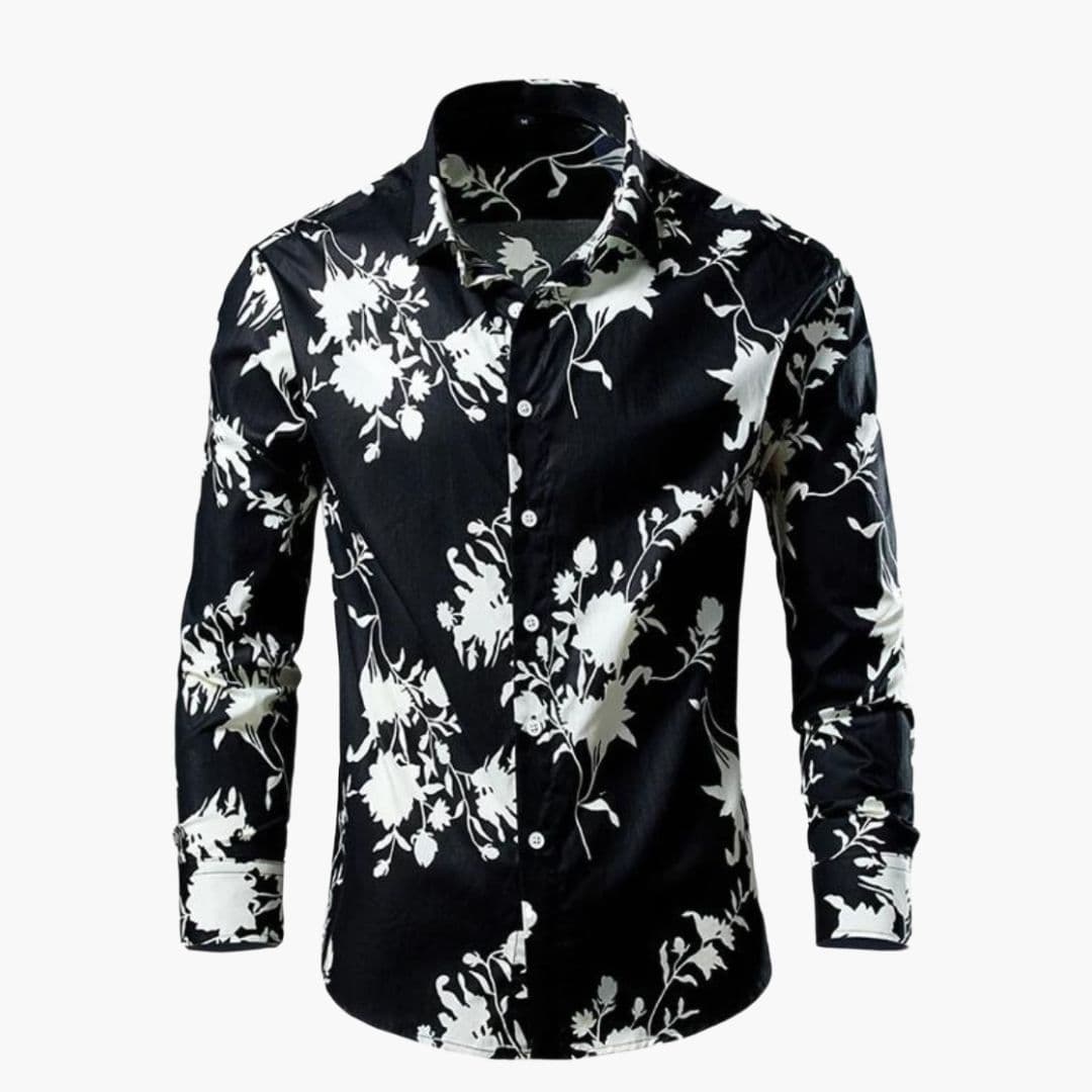 Herren Hemd | Reguläre Passform mit Blumenmuster | Lange Ärmel | Smart Casual Look