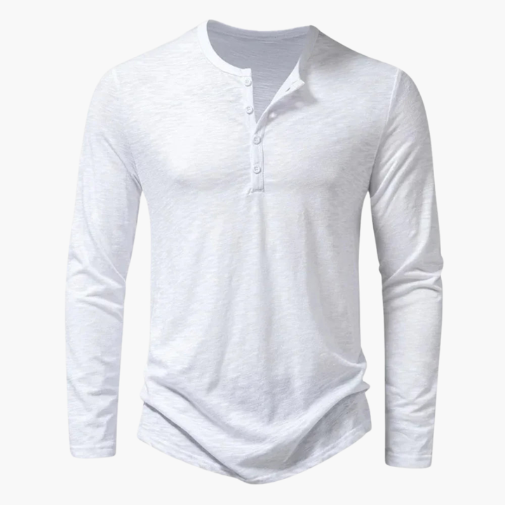 SwissFellas Herren Henley T-Shirt mit Langarm und Knopfleiste, schmale Passform