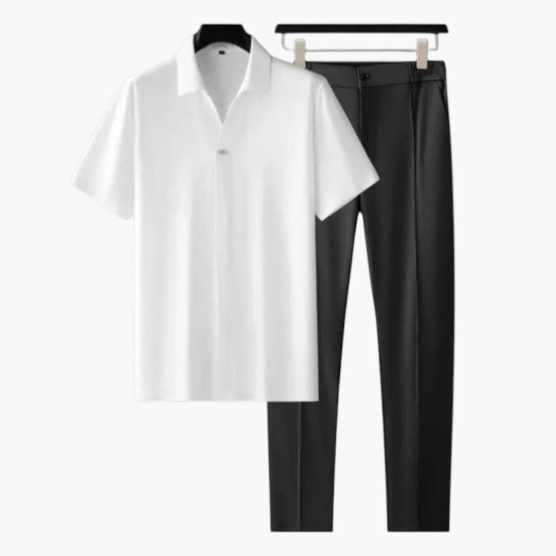 SwissFellas Herren Polo-Set mit Poloshirt und langer Hose, reguläre Passform