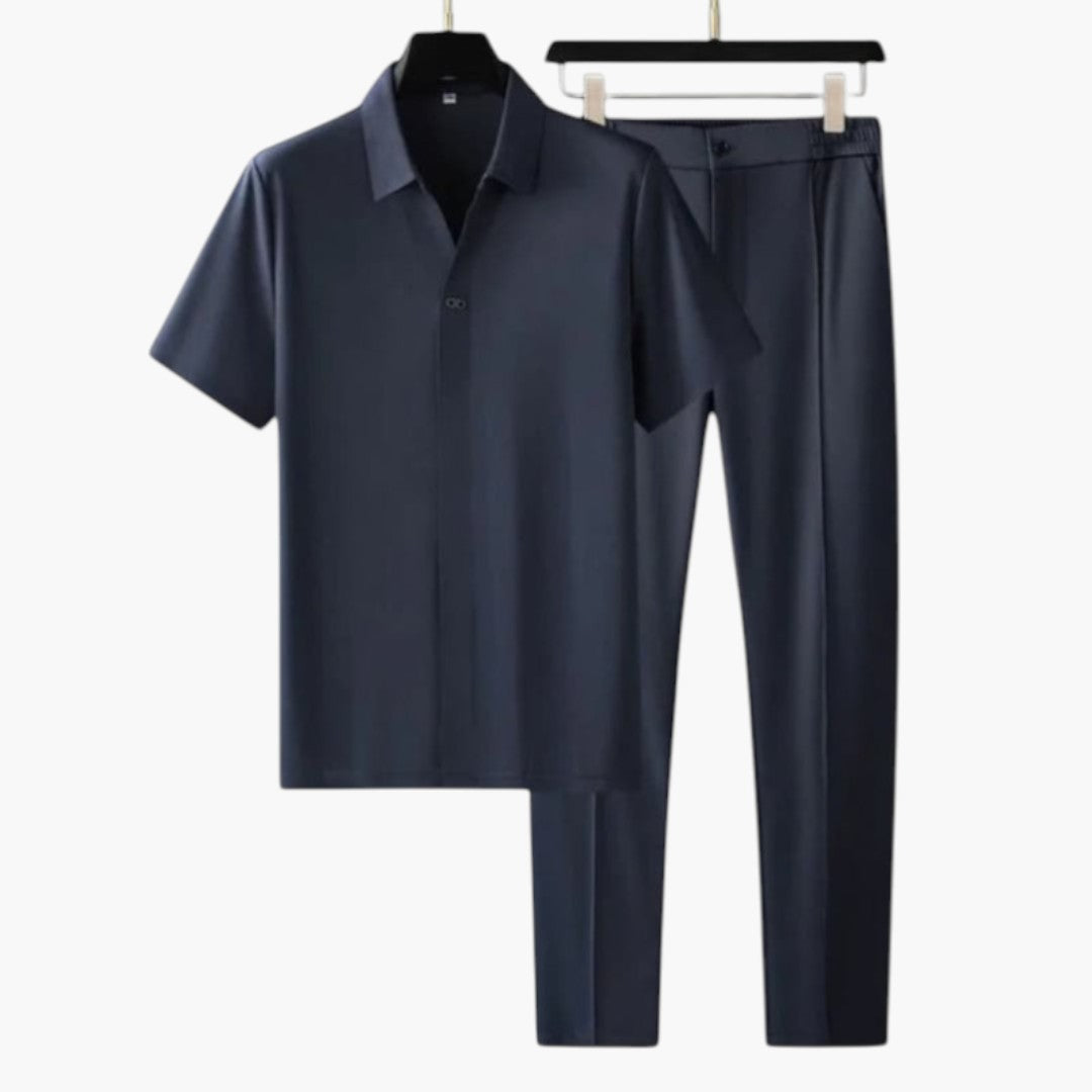 SwissFellas Herren Polo-Set mit Poloshirt und langer Hose, reguläre Passform