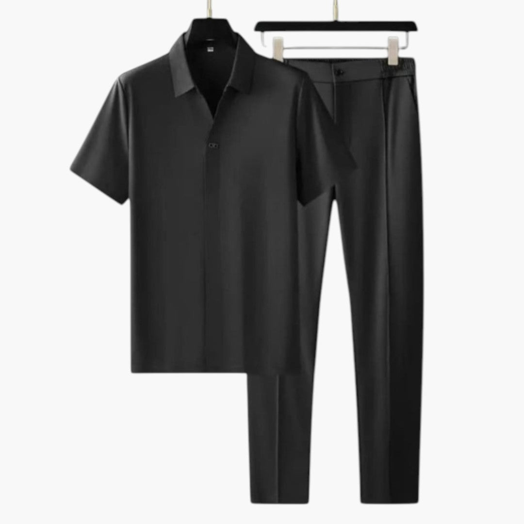 SwissFellas Herren Polo-Set mit Poloshirt und langer Hose, reguläre Passform