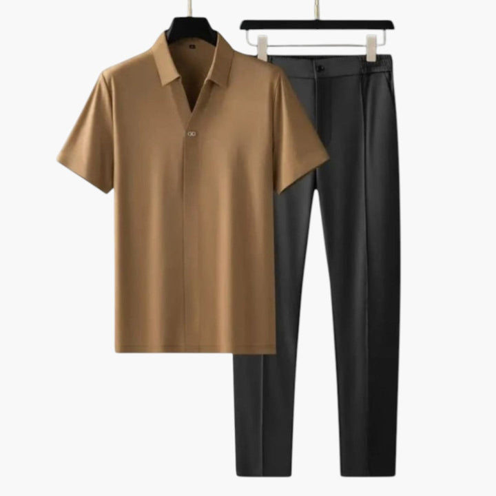 SwissFellas Herren Polo-Set mit Poloshirt und langer Hose, reguläre Passform