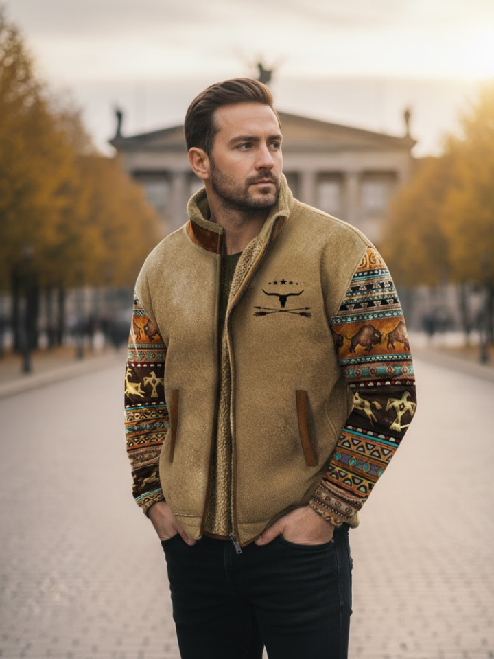 Anton | Men's Casual Jacket with Patterned Sleeves