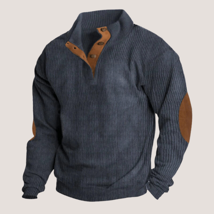 Hannes | Herren Rippstrick Pullover mit Ellbogen-Patches