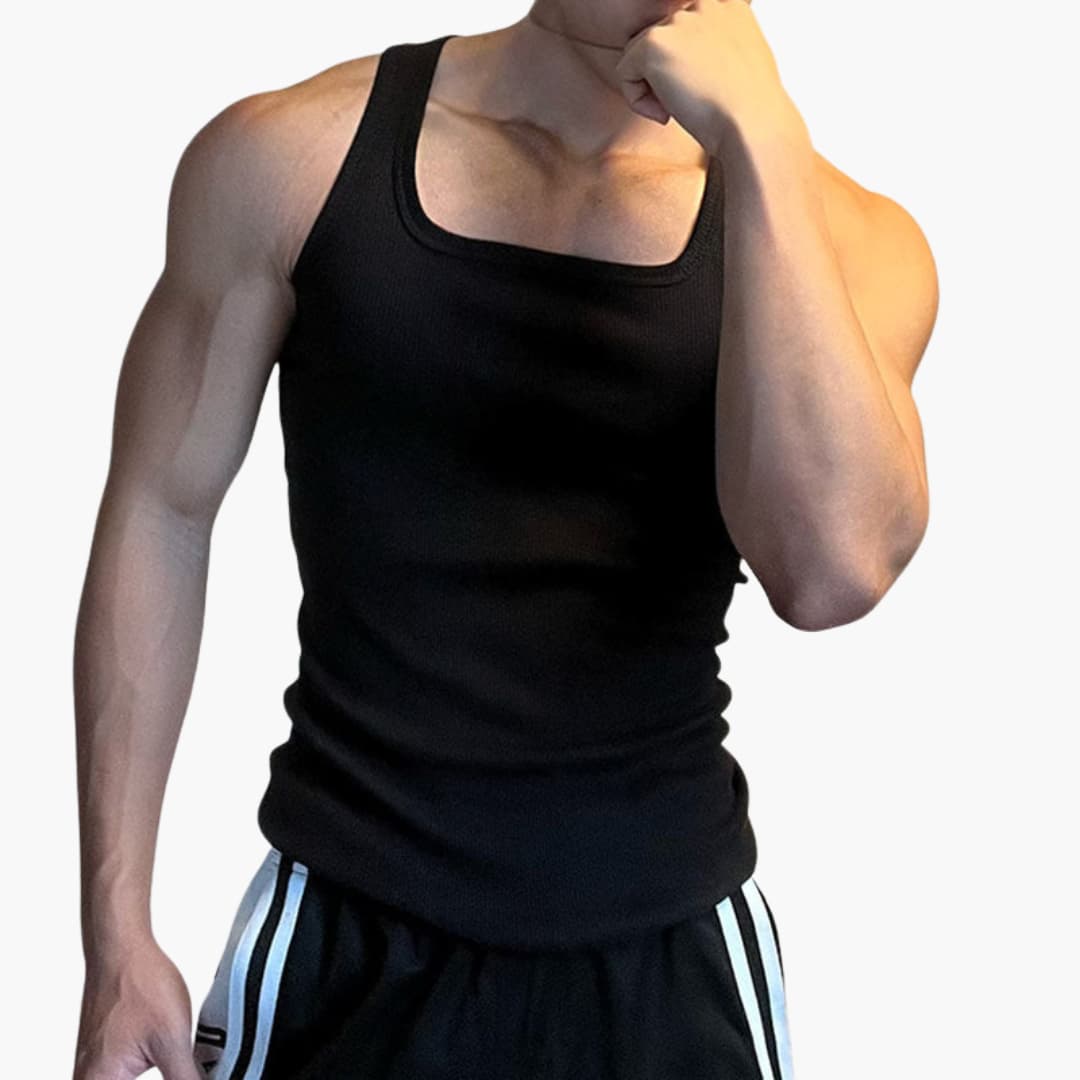 SwissFellas Herren Tank Top ärmellos mit Rundhalsausschnitt, reguläre Passform