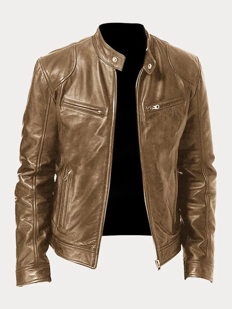 Tarek | Herren Lederjacke mit Stehkragen