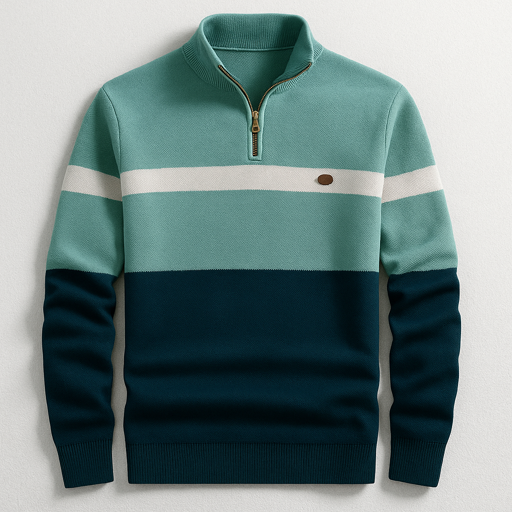 Troyer-Pullover für Herren mit Streifen - grün / marineblau