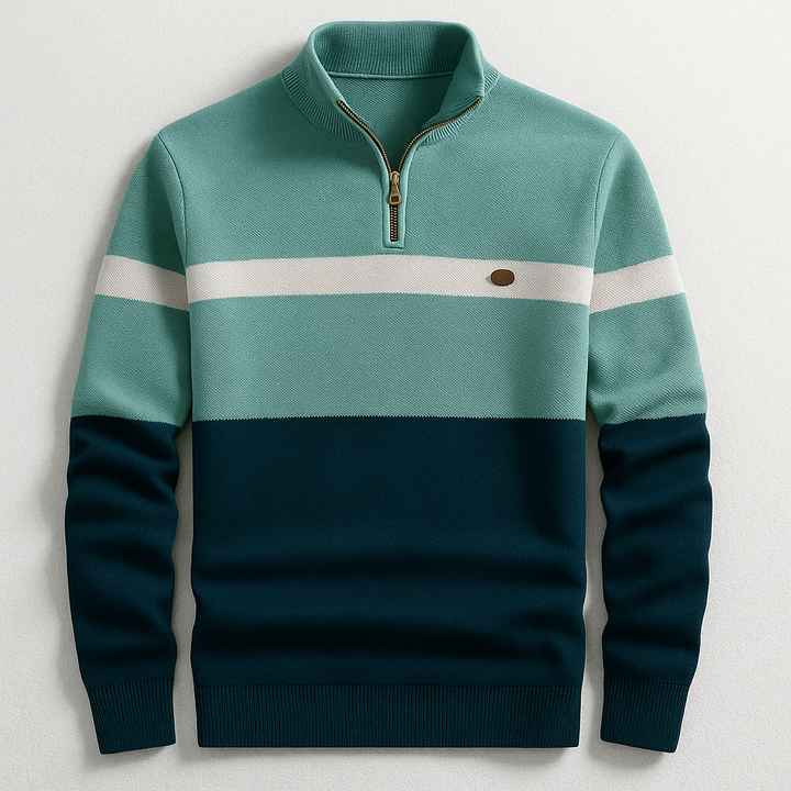 Troyer-Pullover für Herren mit Streifen - grün / marineblau