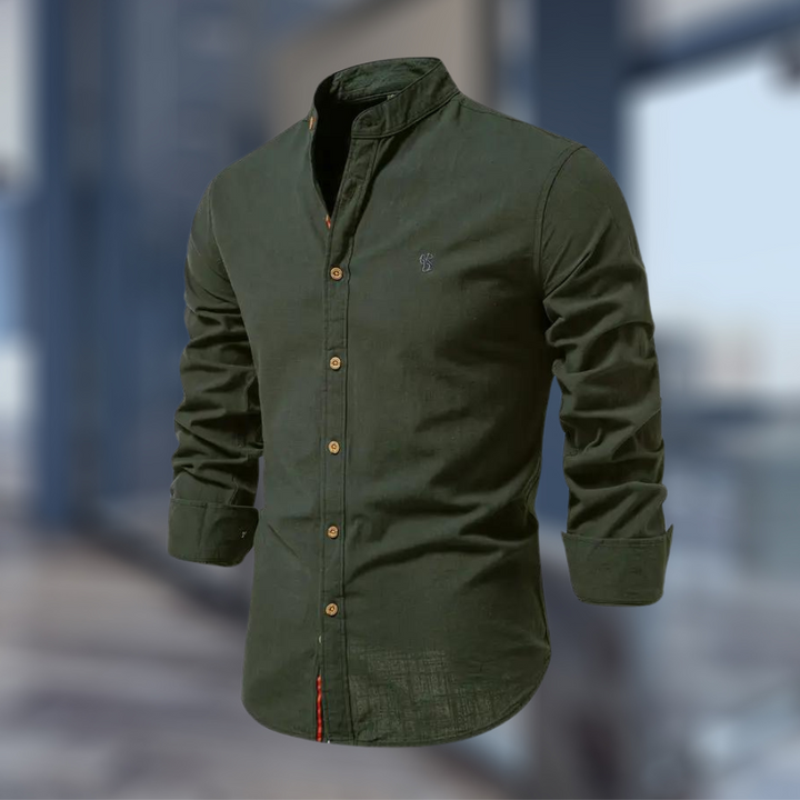 Leon | Men's Long Sleeve Polo Shirt with Stand-Up Collar