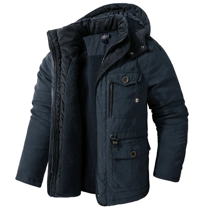 Winterjacke für Herren mit Kapuze - marineblau