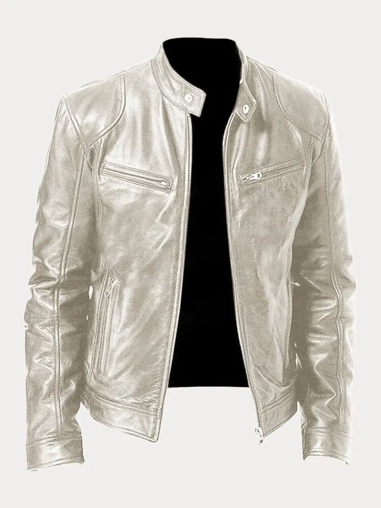 Tarek | Herren Lederjacke mit Stehkragen